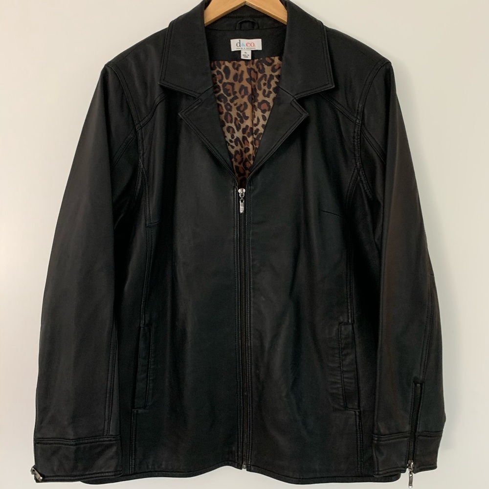 Vintage black leather zipper jacket.